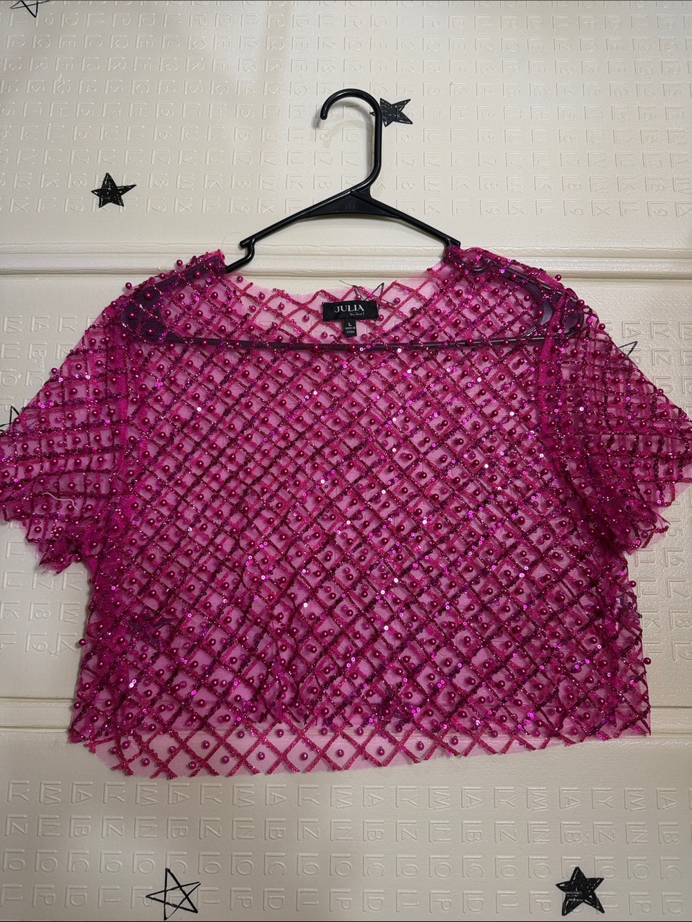 Julia Fuchsia Beaded Cropped Overlay Top